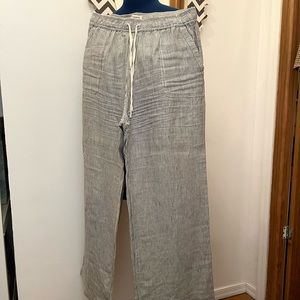 Artisan NY 100% Linen Drawstring Pants, Size Large, Wide Leg and Flowy